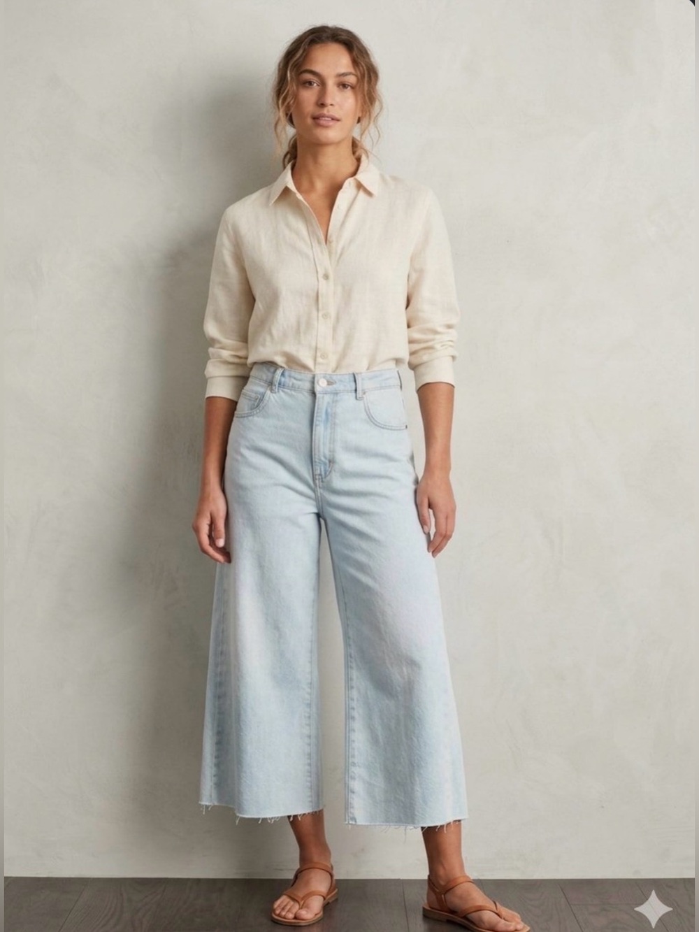 Pilcro Cropped Light Wash Denim Distressed Jeans Size 33P NWOT $148